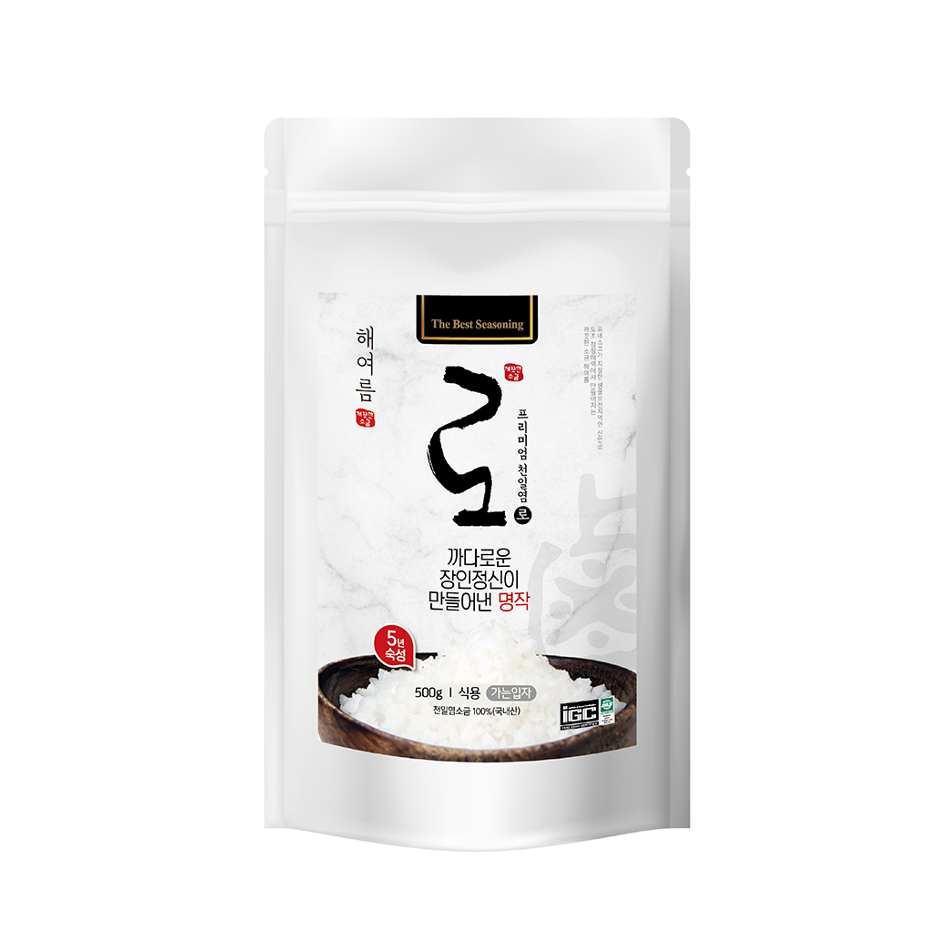 5년 숙성 프리미엄 천일염 로 500g (굵은소금/가는소금) - 신안 도초도 고급 명품 숙성 천일염 소금차 소금물 - 상세 이미지 3