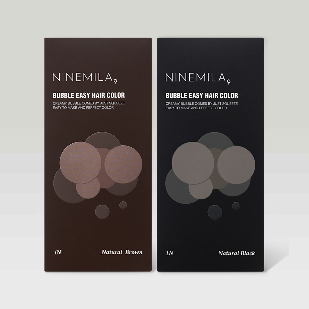 1+1 나인밀라 버블 이지 비건 새치 염색약 100ml (흑갈색, 자연갈색) 셀프 새치커버 톤다운
