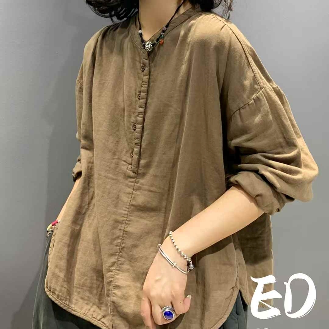간절기셔츠 아사면 블라우스 봄 가을 미시옷 엄마옷 3626 - 상세 이미지 3