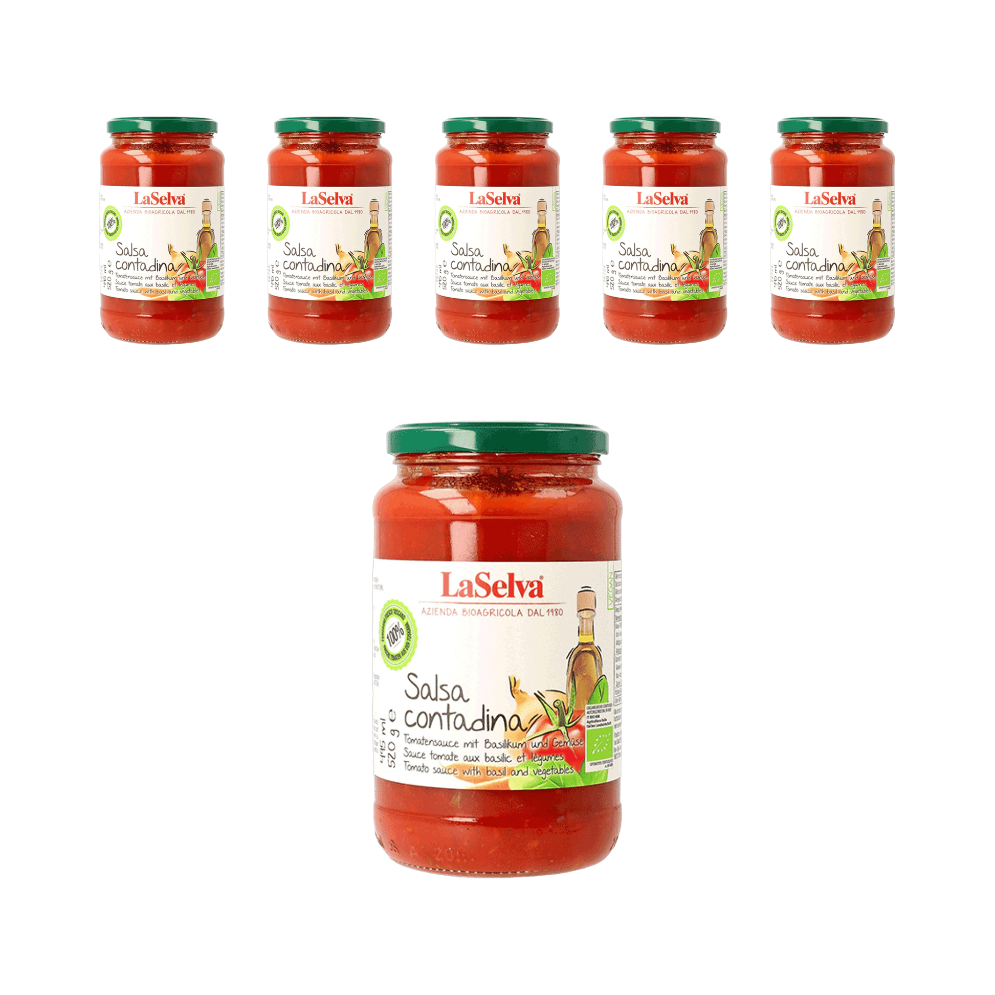 라셀바 이탈리아 100% 무설탕 유기농 저염 토마토 퓨레 520g, 6개