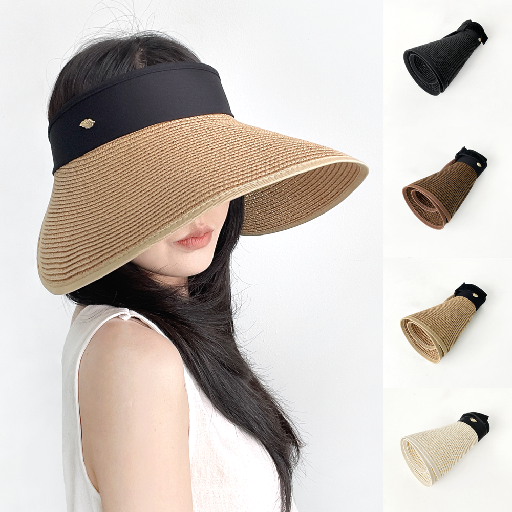 국내제작 챙넓은 자외선차단 돌돌이 썬캡 여성 여름 밀짚모자
