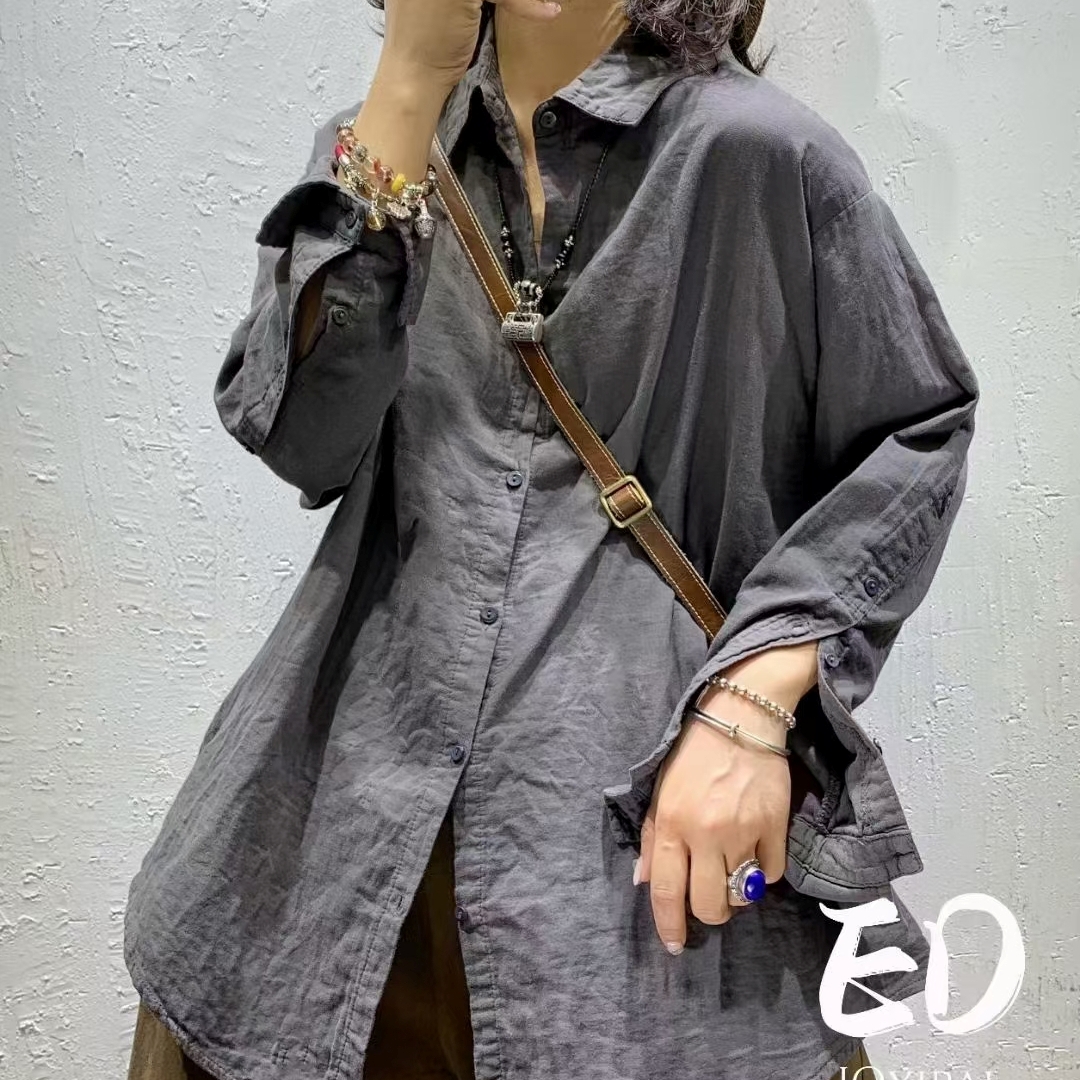 오버핏롱셔츠 롱블라우스 봄 가을 간절기 미시옷 엄마옷 빅사이즈 3970