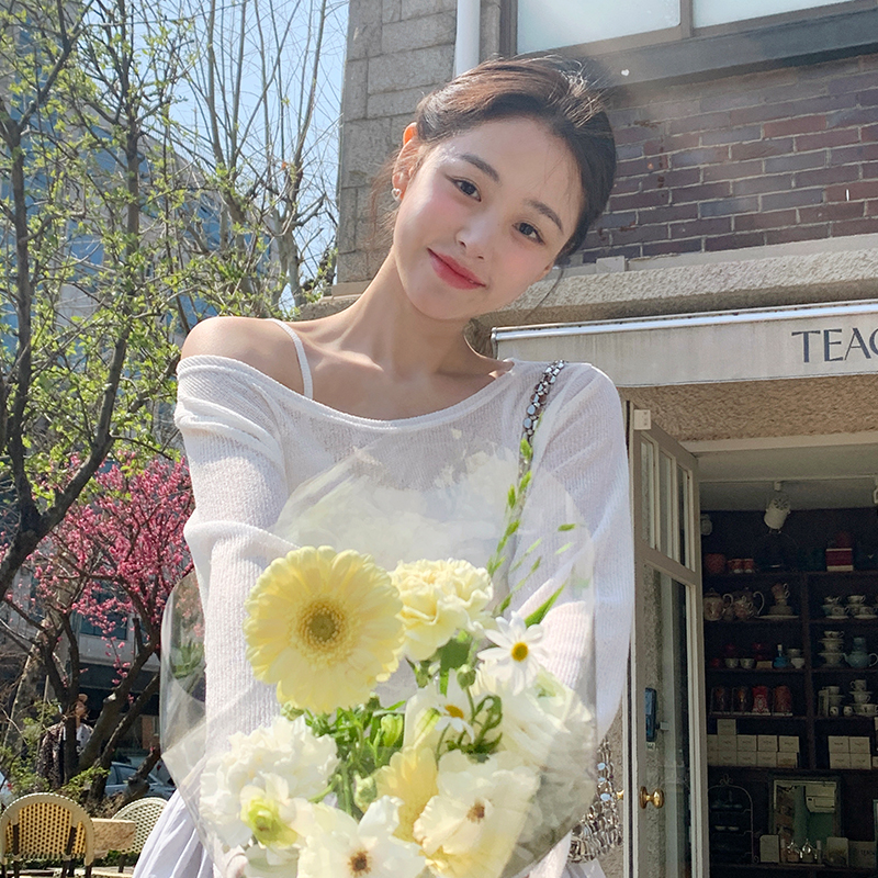 파인 린넨 입술넥 언발넥 긴팔 티셔츠 ts4505 - 상세 이미지 2