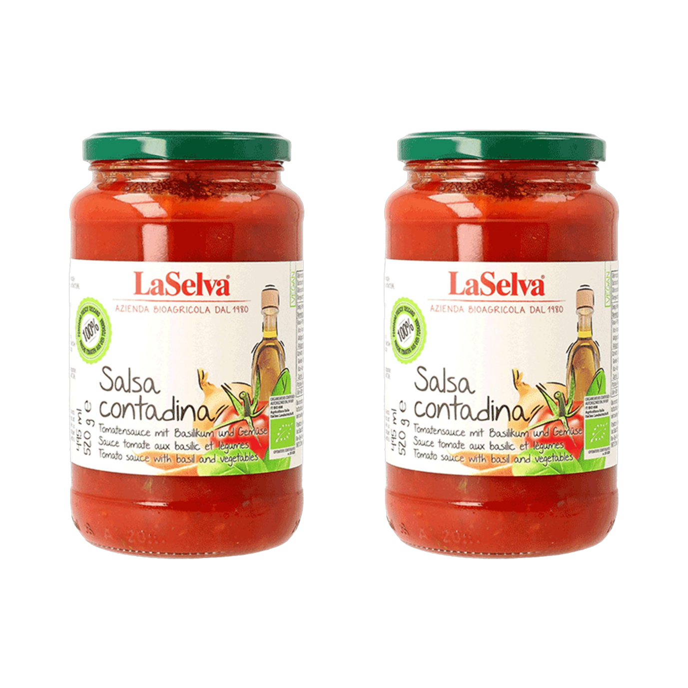 라셀바 이탈리아 100% 무설탕 유기농 저염 토마토 퓨레 520g, 2개