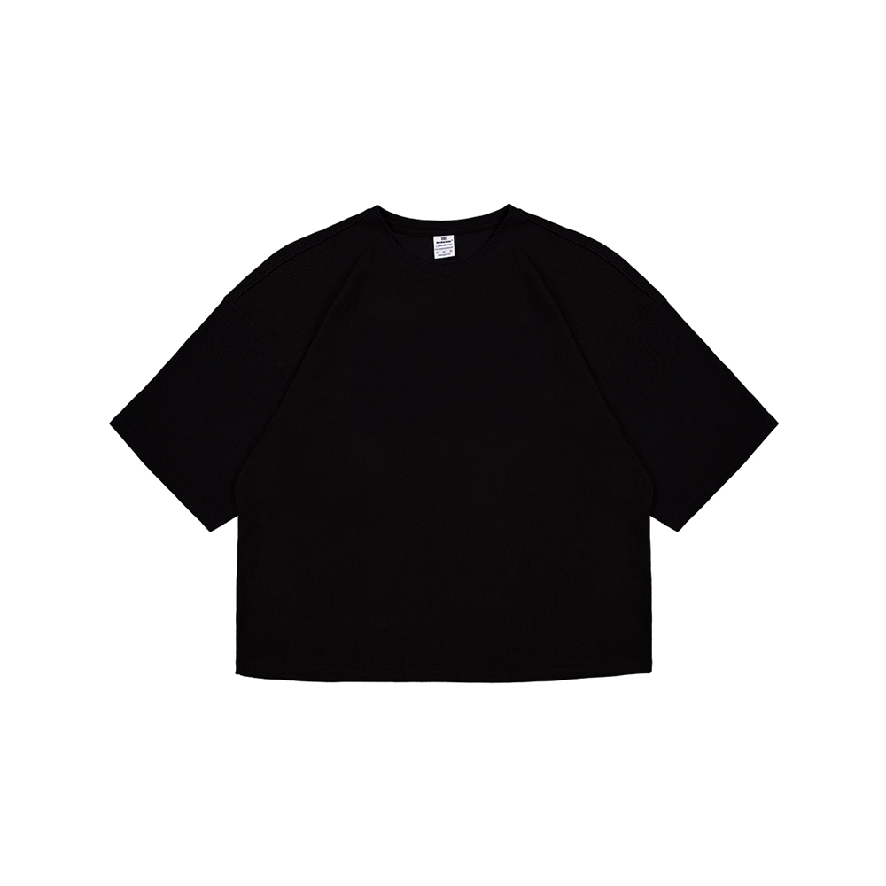 MAVRK 매버릭 프레임 와플 무지 오버핏 티셔츠 블랙 - 상품 이미지