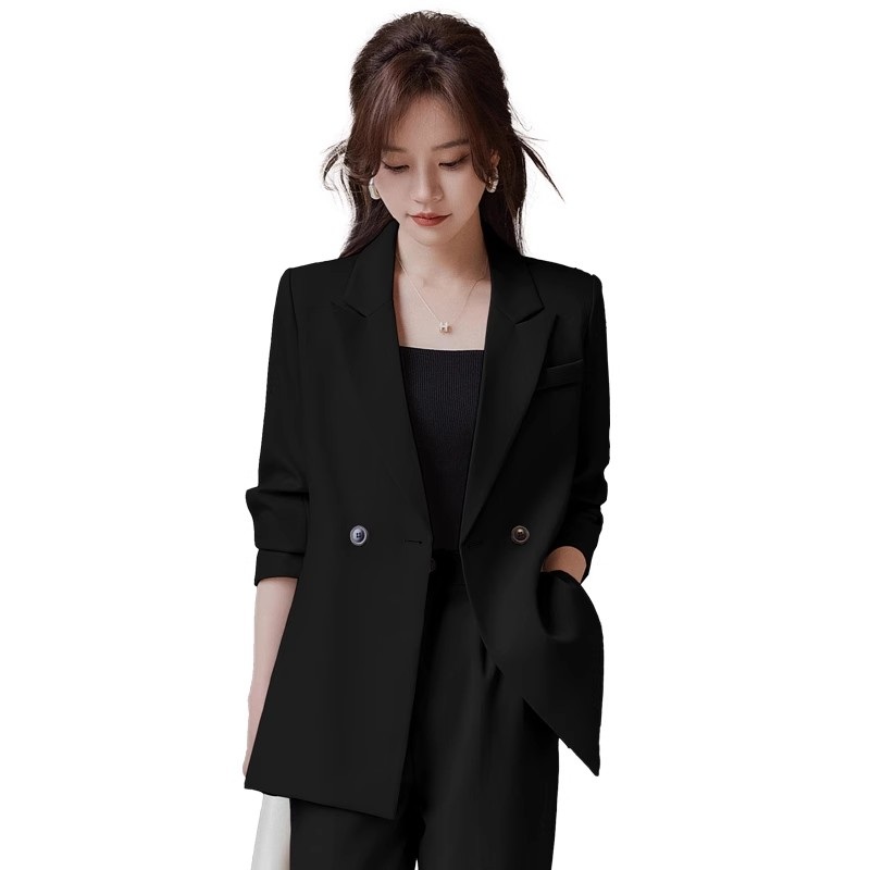 여성 정장 수트 세트 셋업 투피스 봄가을 빅사이즈 자켓 팬츠 - 상품 이미지