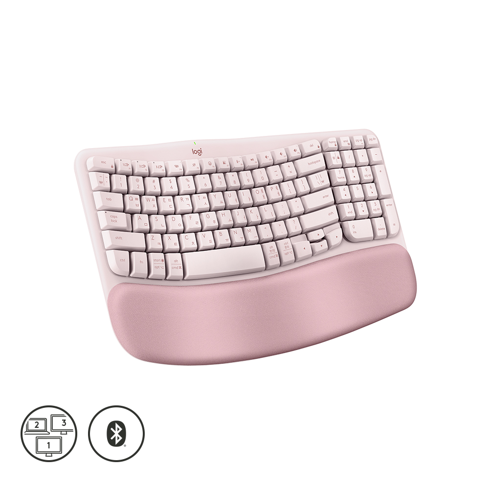 로지텍 코리아 Wave Keys 인체공학 웨이브 컴팩트 키보드 로즈핑크, 플런저 - 상세 이미지 2