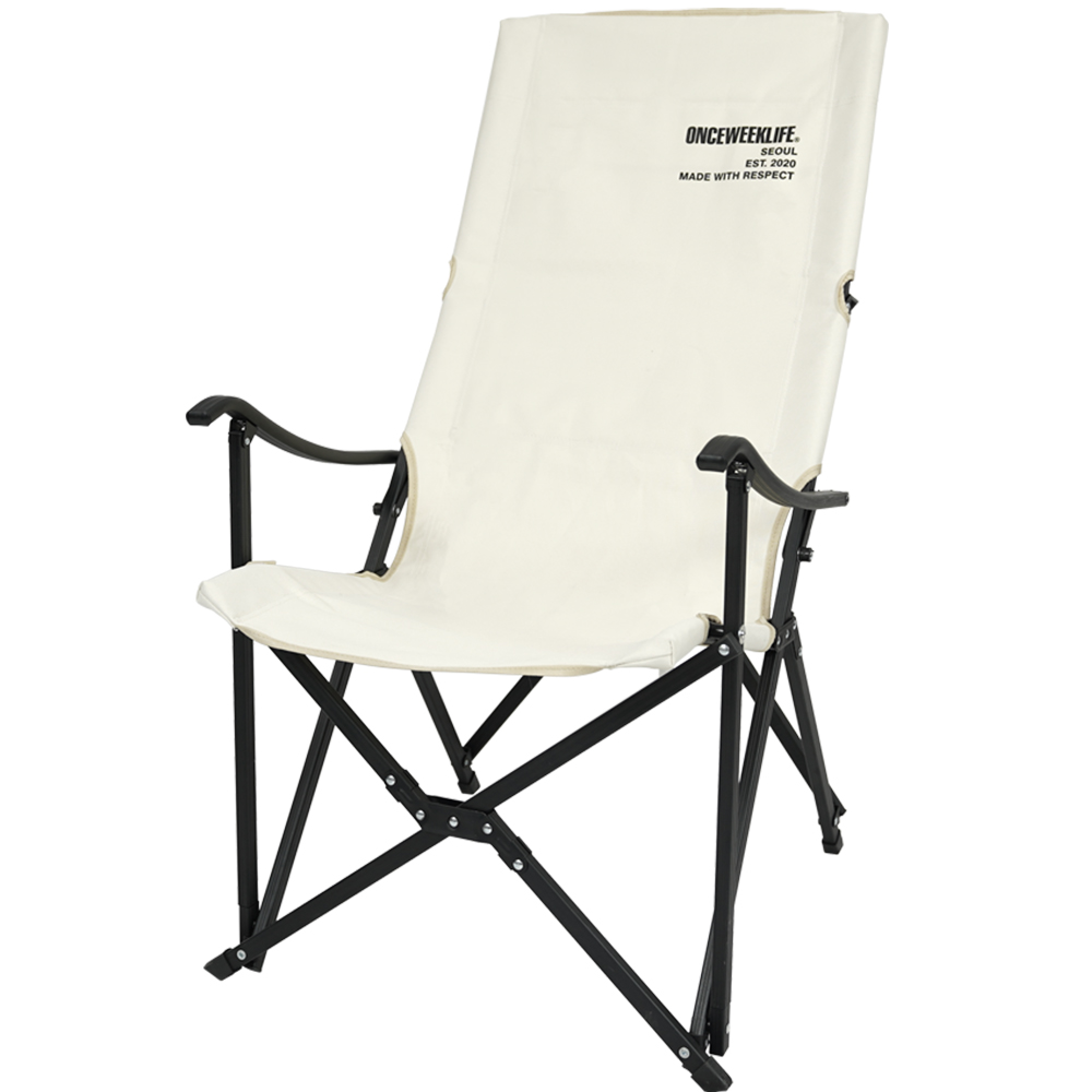원스위크라이프 캠핑 접이식 경량 롱 릴렉스 체어 특대, 블랙프레임 / 아이보리, 1개