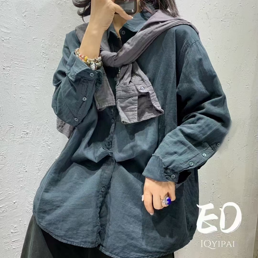 오버핏롱셔츠 롱블라우스 봄 가을 간절기 미시옷 엄마옷 빅사이즈 3970 - 상세 이미지 3