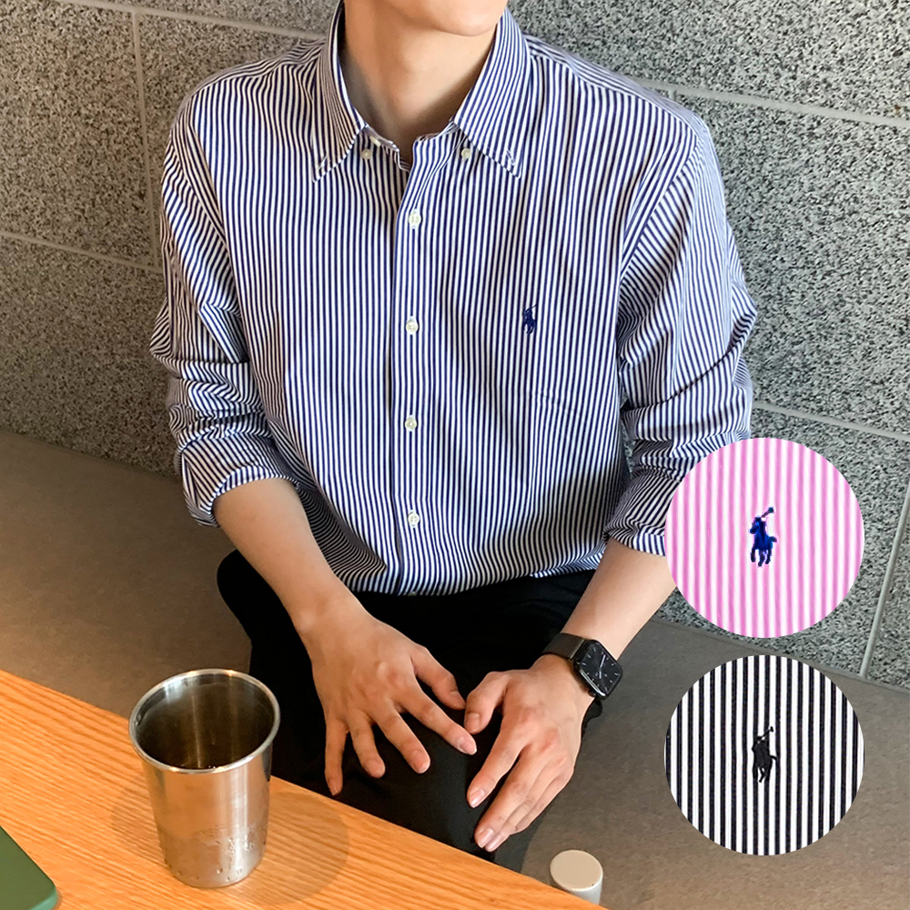 폴로 랄프로렌 셔츠 남성 스트라이프 남방 클래식핏 - 상품 이미지