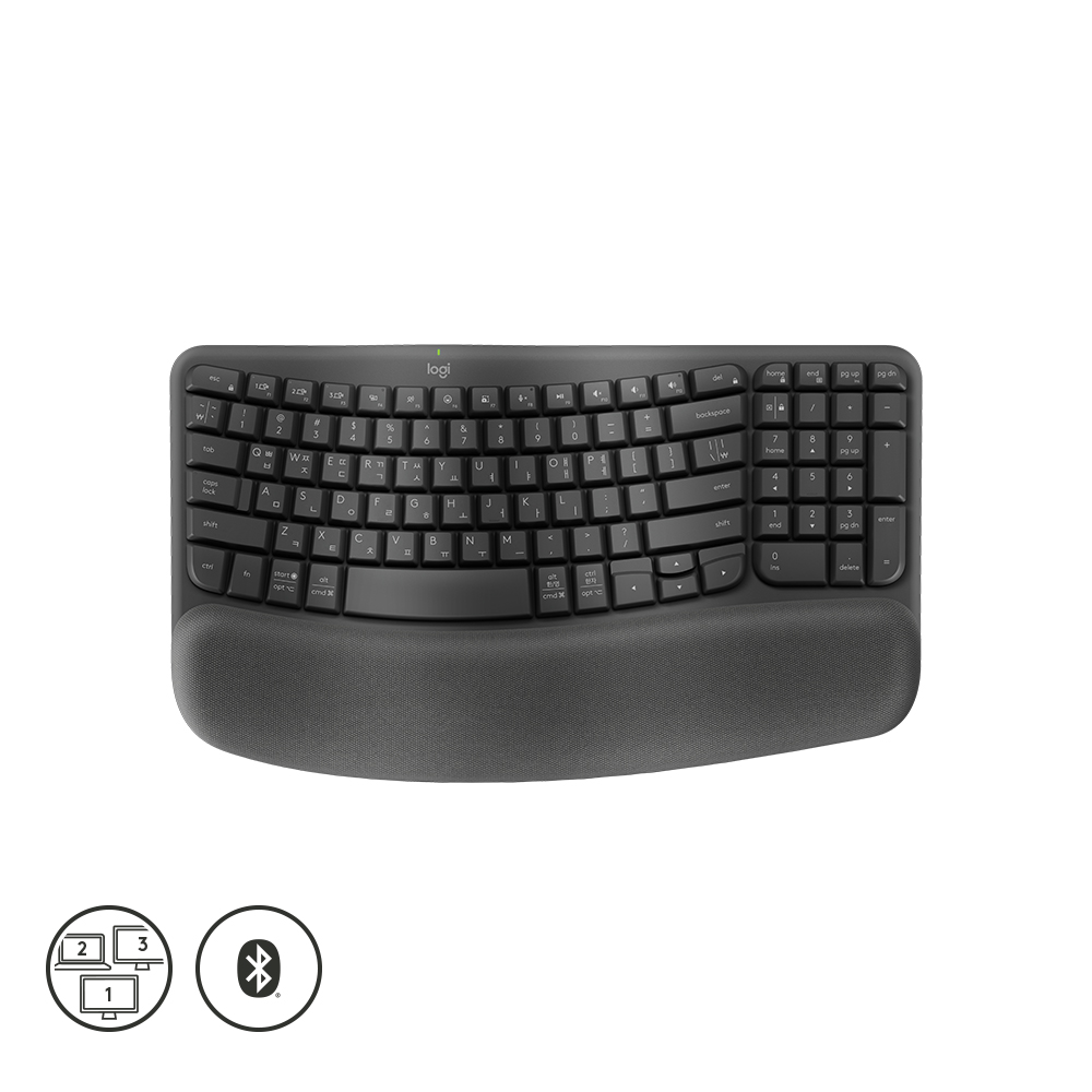 로지텍 코리아 Wave Keys 인체공학 웨이브 컴팩트 키보드 그래파이트, 플런저 - 메인 이미지