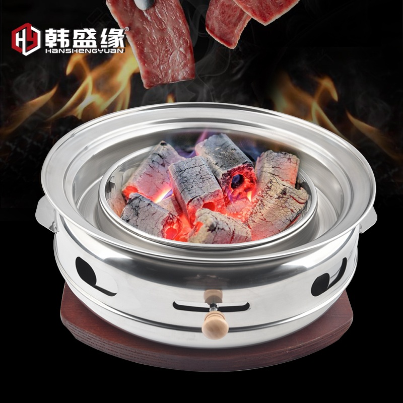 숯불 화로대 고기 구이 불판 바베큐 꼬치 야키니쿠 훈제 은색 싱글 오븐 - 상세 이미지 4