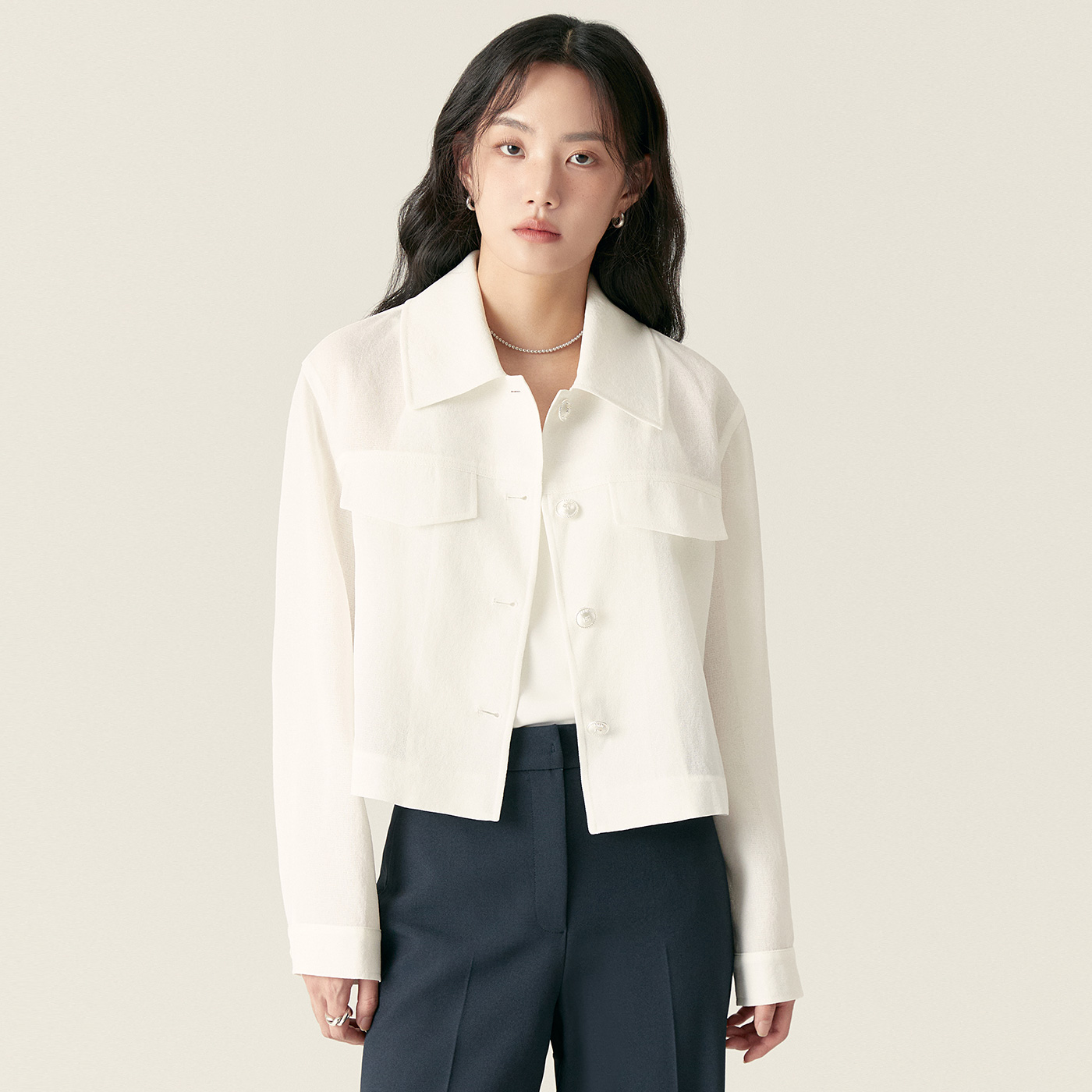 로엠 조직감 셔츠형 자켓 RMJKF24R14 - 상품 이미지