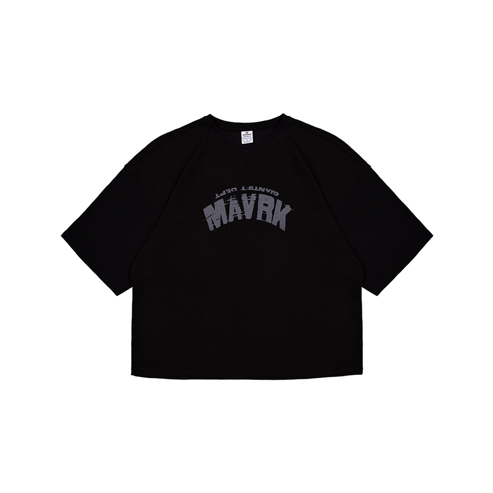 MAVRK 매버릭 프레임 와플 오버핏 티셔츠 블랙 - 상품 이미지