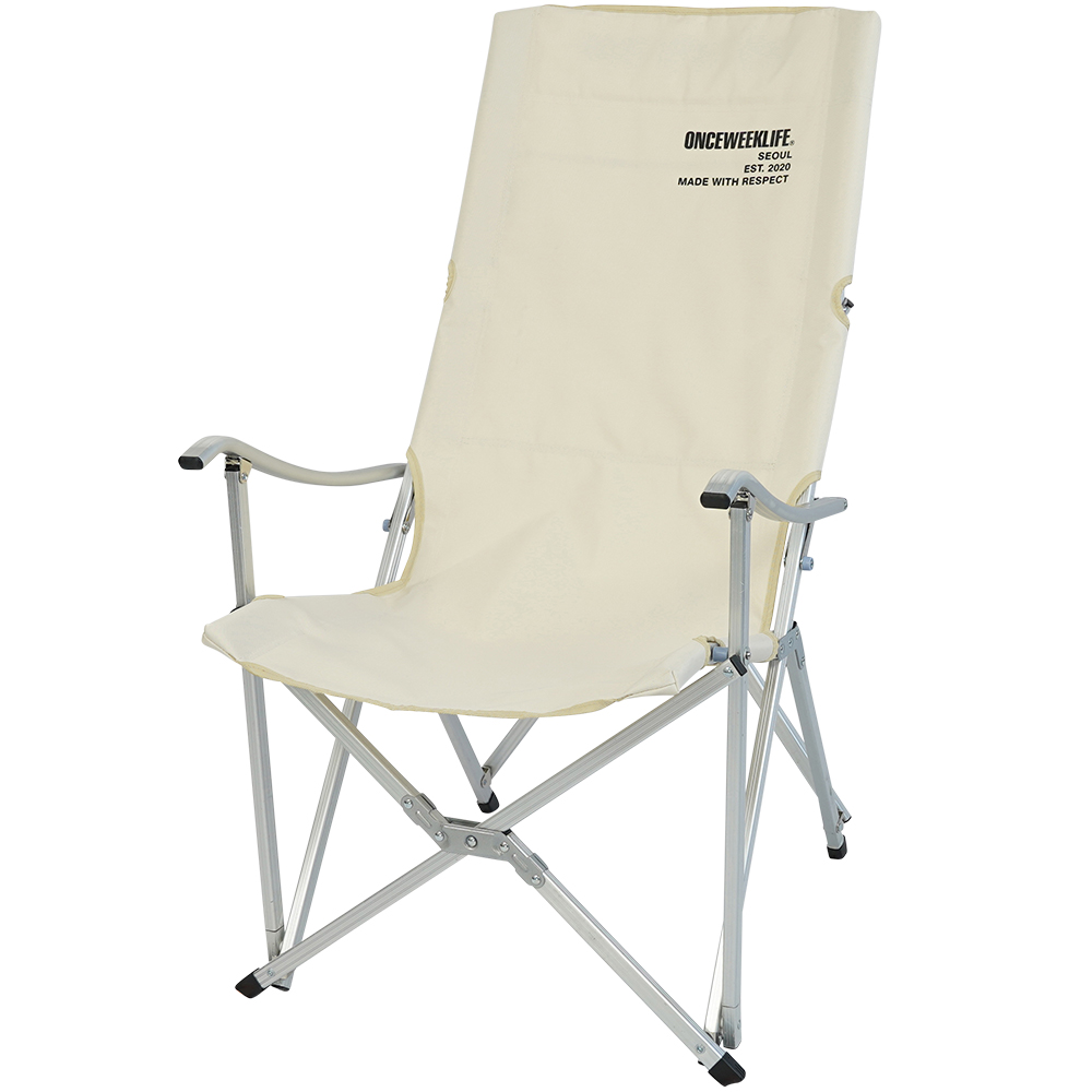 원스위크라이프 캠핑 접이식 경량 롱 릴렉스 체어 특대, 실버프레임 / 아이보리, 1개