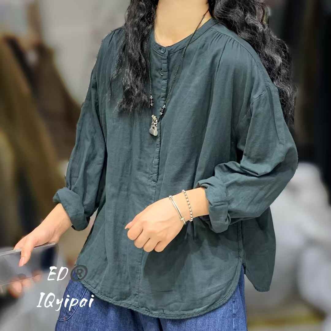 간절기셔츠 아사면 블라우스 봄 가을 미시옷 엄마옷 3626