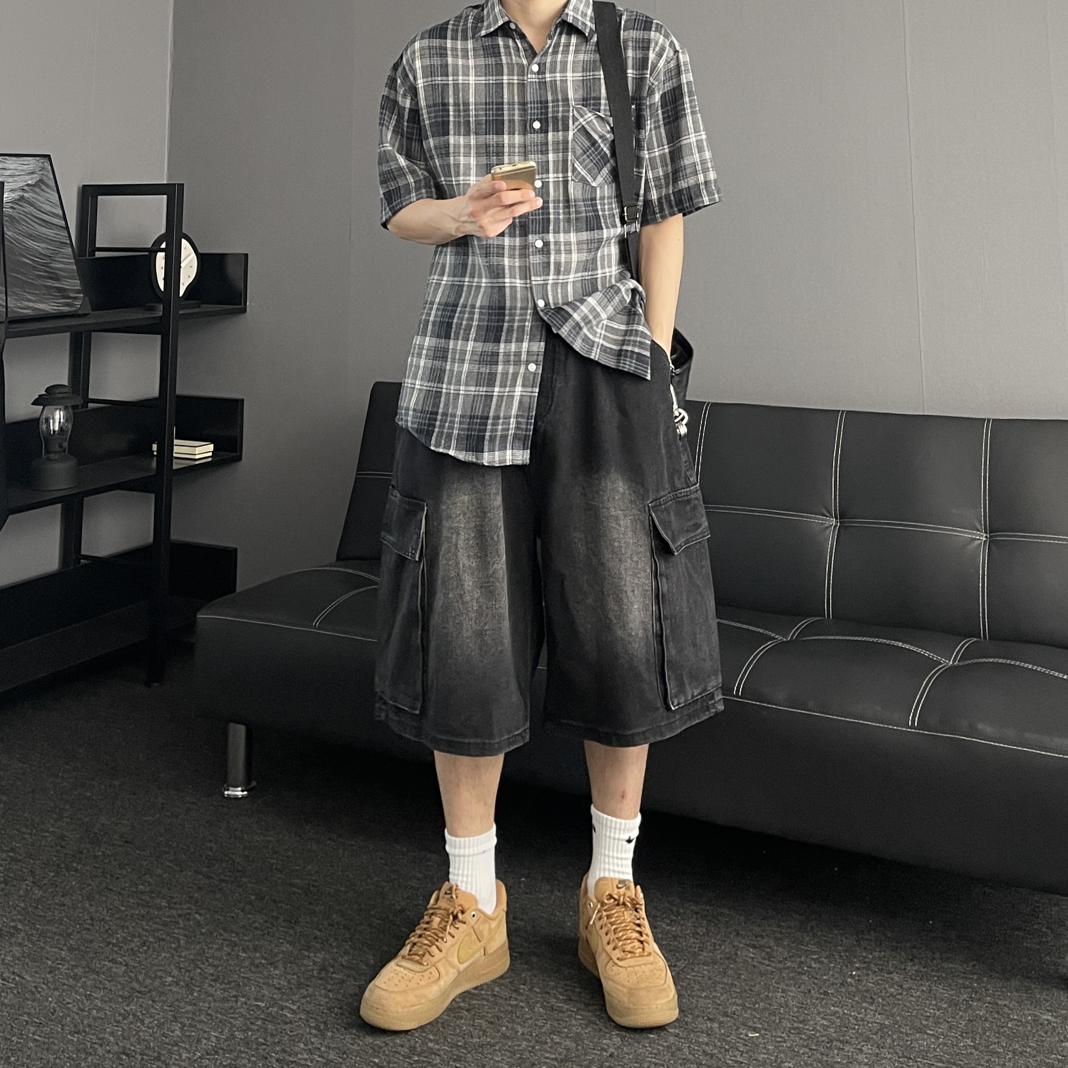 반팔체크셔츠 남자체크남방 이미지 7
