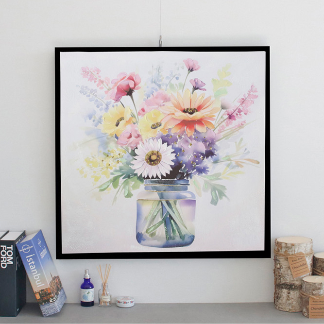 인테리어 꽃 식물 캔버스 그림 액자 60x60 벽 장식 개업 집들이 선물 - 상세 이미지 5