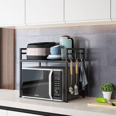 우건 길이조절 가능한 렌지대 전자렌지선반 오븐 에어프라이기 랙 수납장 전자렌지대