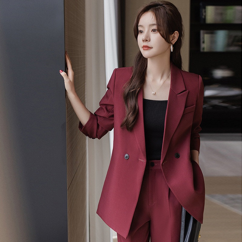 여성 정장 수트 세트 셋업 투피스 봄가을 빅사이즈 자켓 팬츠 - 상세 이미지 4