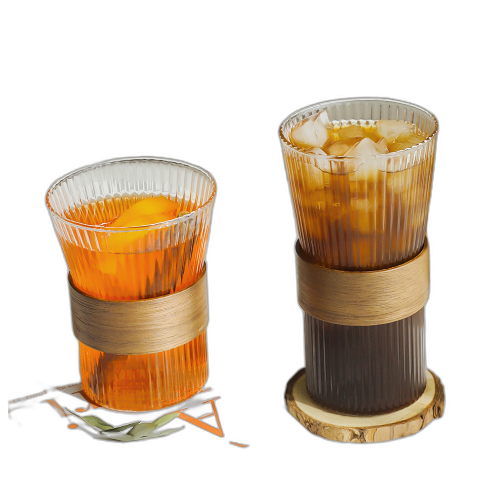 제이앤제이 홈카페 우드홀더 내열유리컵 커피잔 투명 감성 310ml 450ml : 수입유통-제이앤제이