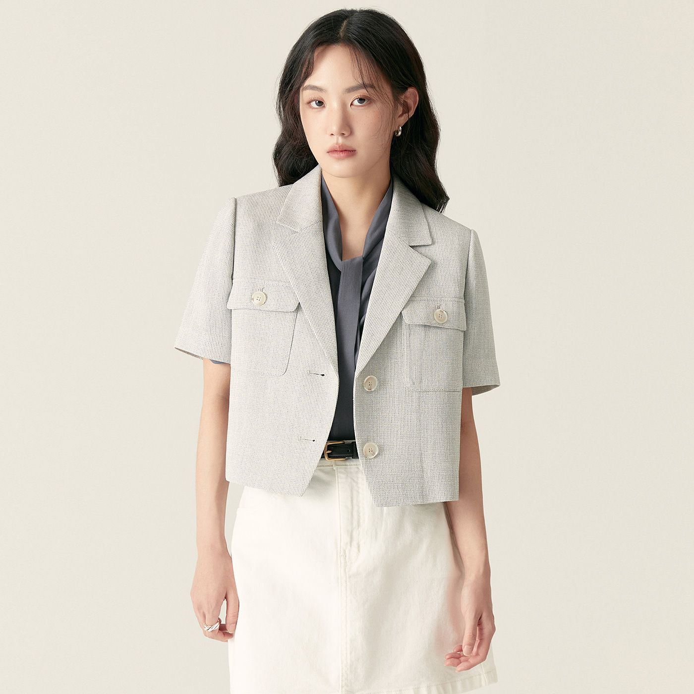 로엠 셔츠형 반팔 자켓 RMJKF25R13 - 상세 이미지 4