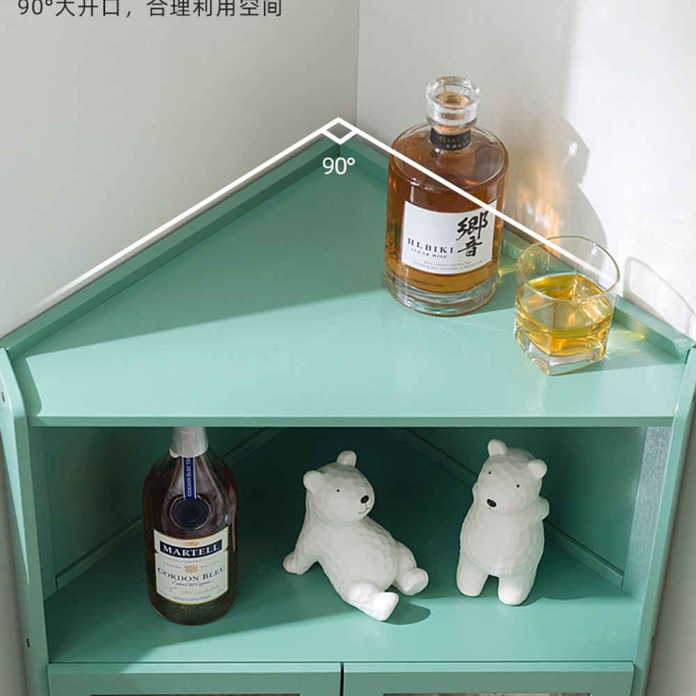 코너장 수납장 틈새 장식 선반 삼각수납장 거실 단단한 우드 책꽂이 책장 - 상세 이미지 5