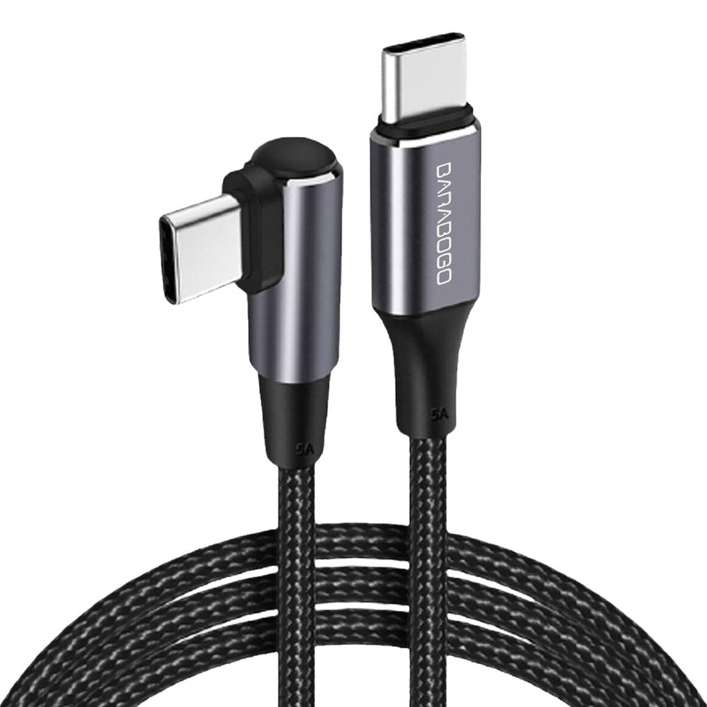바라보고 ㄱ자형 C to C타입 5A 100W PD 고속 충전 케이블 블랙, 1개, 2m 이미지 2