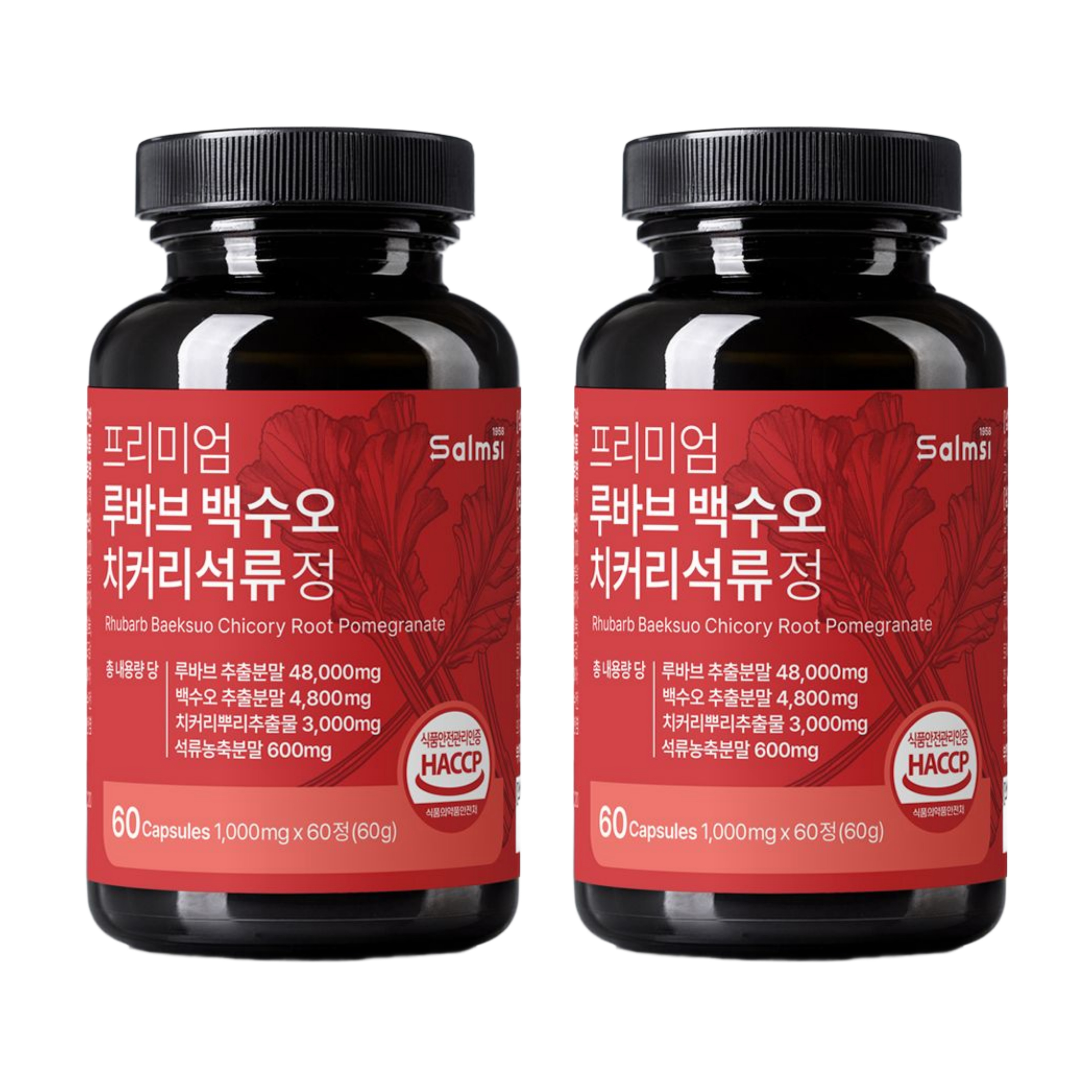 프리미엄 루바브 백수오 치커리 석류 정 60정 토마토 비타민 미네랄 x 2개