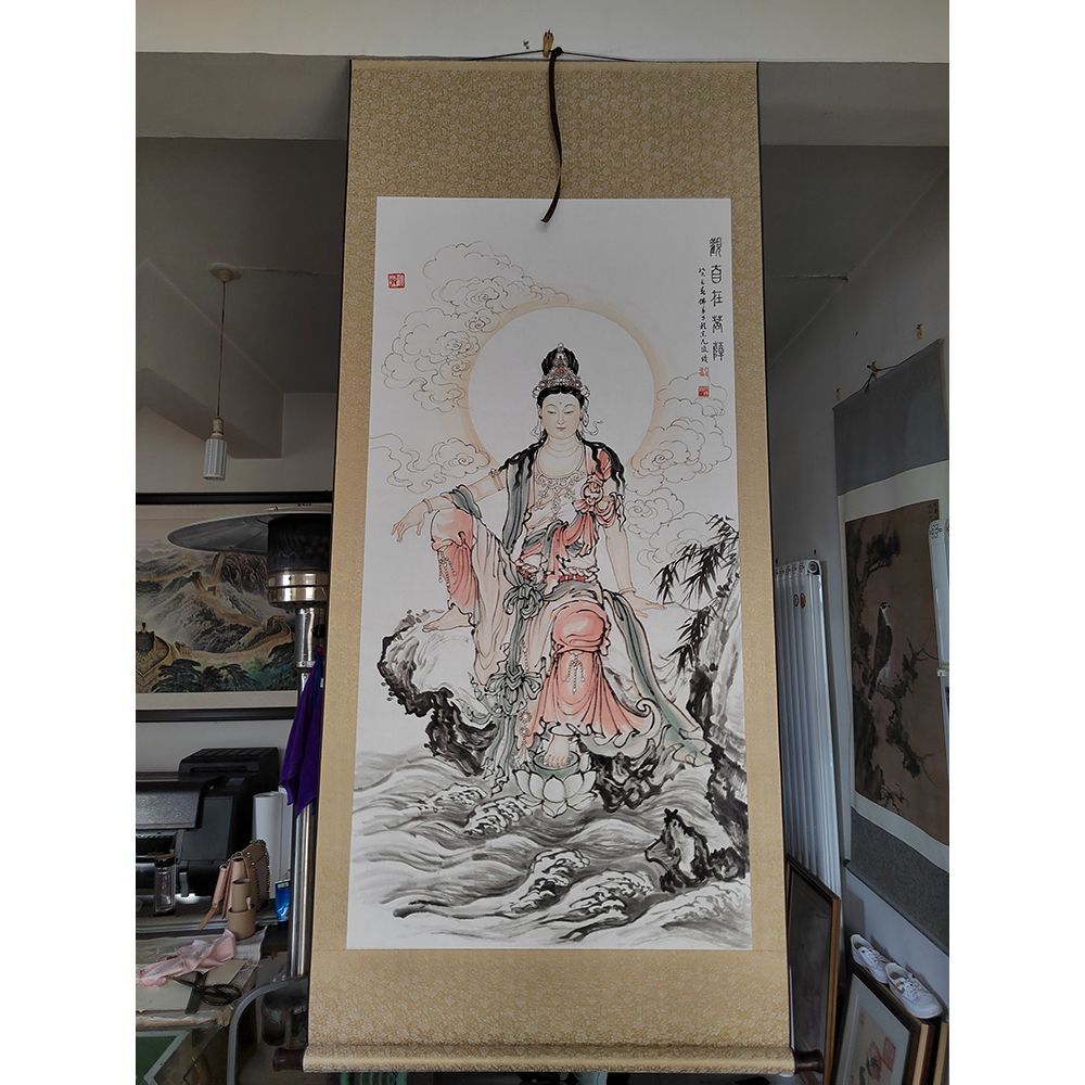불교 그림 족자 석가모니 대형 법당 벽걸이 탱화 관음상 - 상세 이미지 4