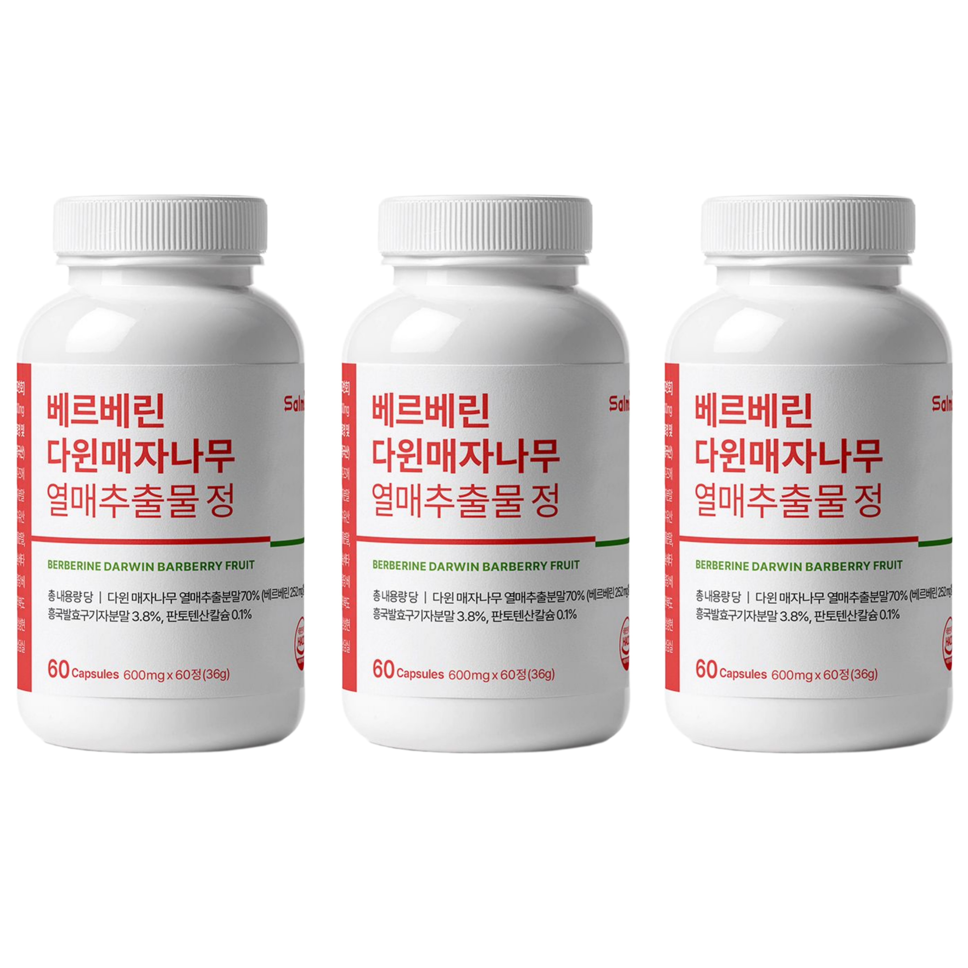 베르베린 다윈매자나무열매 추출물 정 60정 김치유산균 구기자 링곤베리 로즈힙 x 3개