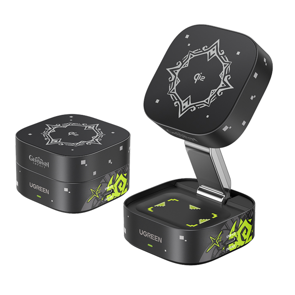 유그린 x 원신 콜라보 MagFlow Qi2 2in1 25W 마그네틱 무선 충전기 원신 에디션 아이폰 맥세이프 15W 에어팟 5W 지원