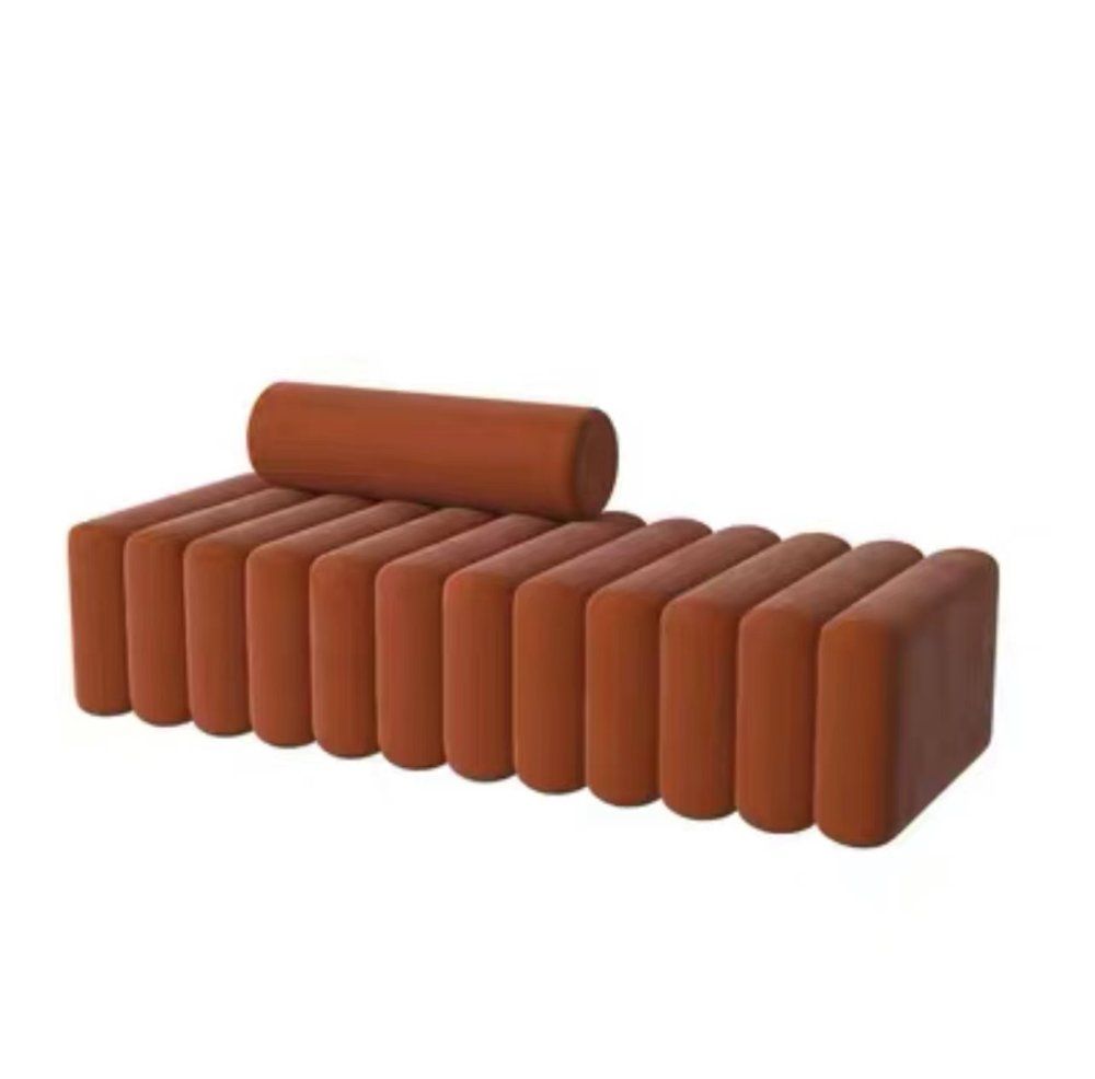 벤치형 소파의자 등받이 없는 스툴 호텔 매장 입구 화이트_벨벳 100x45x45 - 상세 이미지 4