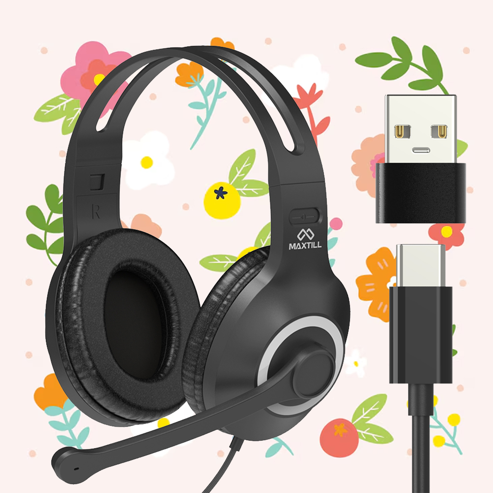 C타입+USB 유선 헤드셋 어학용 게이밍 게임용 인강용 어린이 노트북 태블릿 가벼운 귀안아픈 제품 이미지