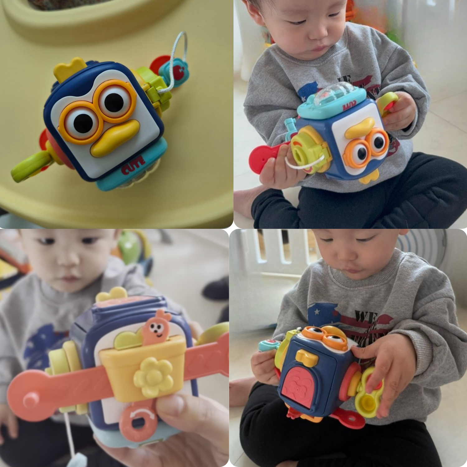 젬베베 아기 장난감 몬테소리 교구 오감발달 소근육 발달 펭귄큐브 액티비티 큐브 돌아기 선물