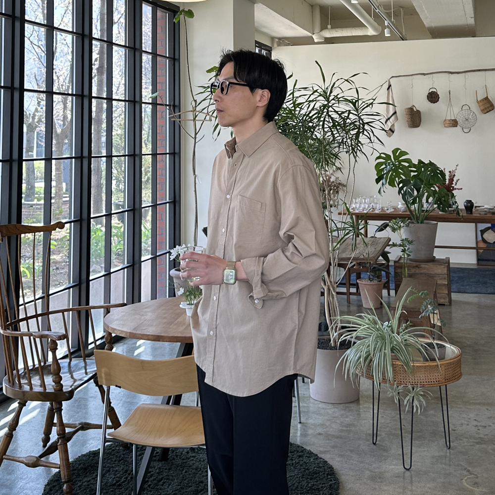 남자 셔츠 여름 오버핏 마 남방 남자린넨셔츠 - 상세 이미지 3