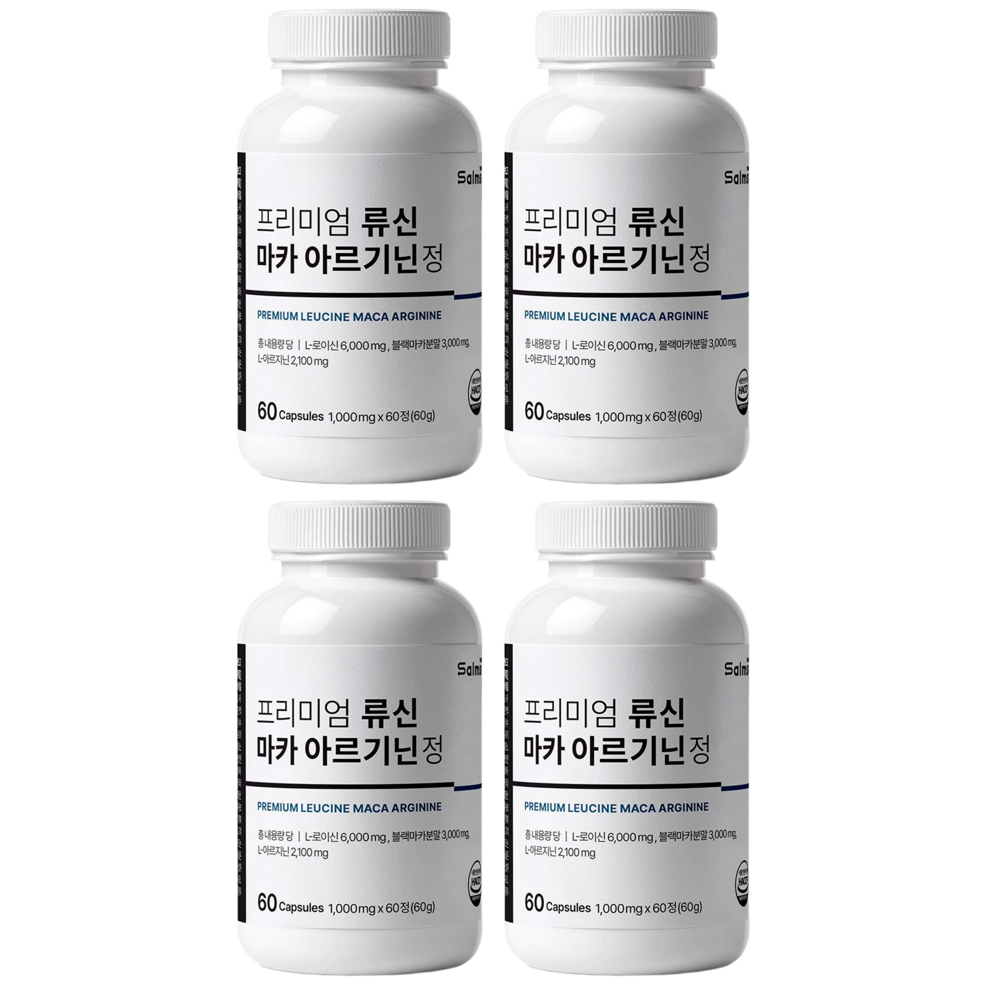 프리미엄 류신 마카 아르기닌 정 1,000mg x 60정 단백질 아미노산 x 4개 - 메인 이미지