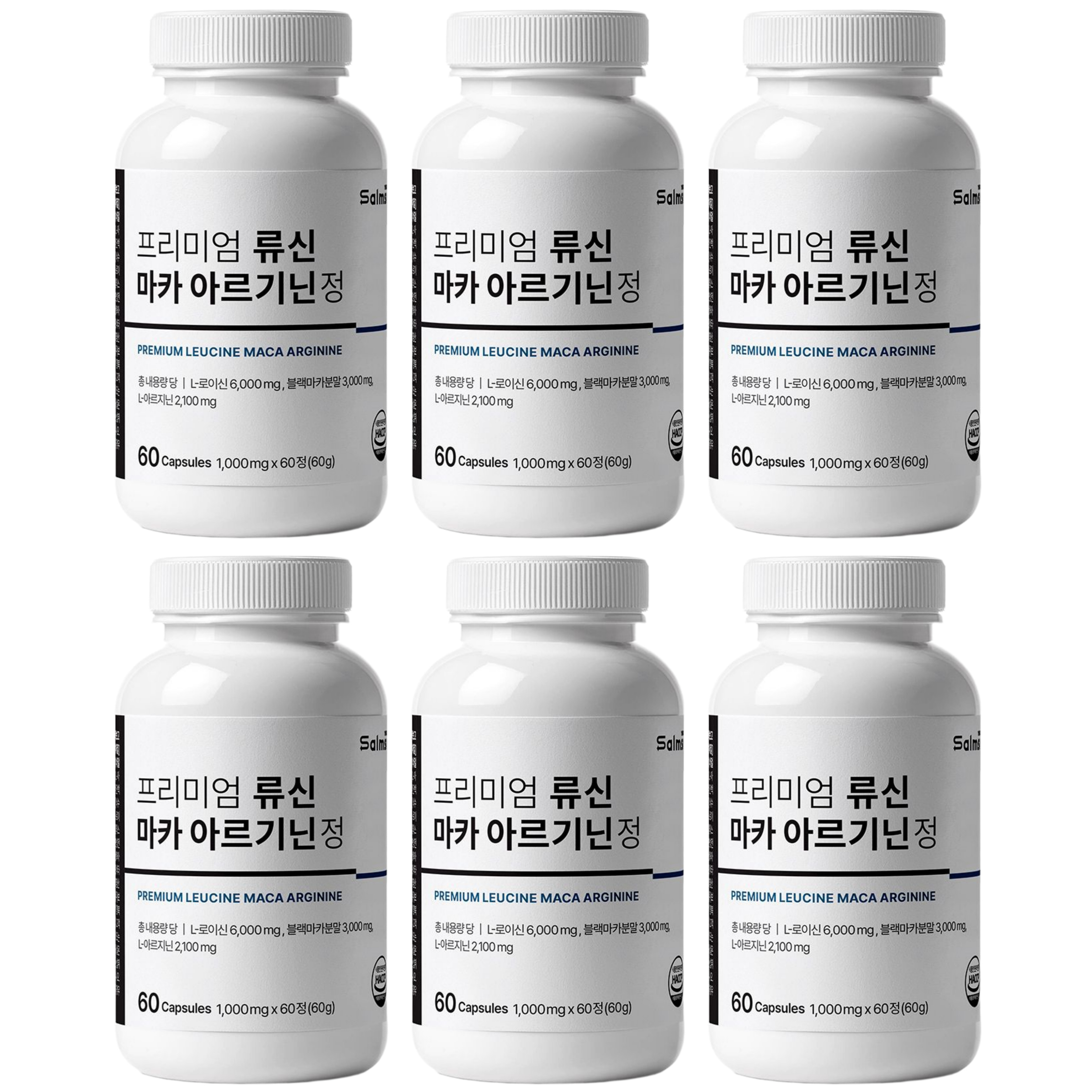 프리미엄 류신 마카 아르기닌 정 1,000mg x 60정 단백질 아미노산 x 6개 - 메인 이미지