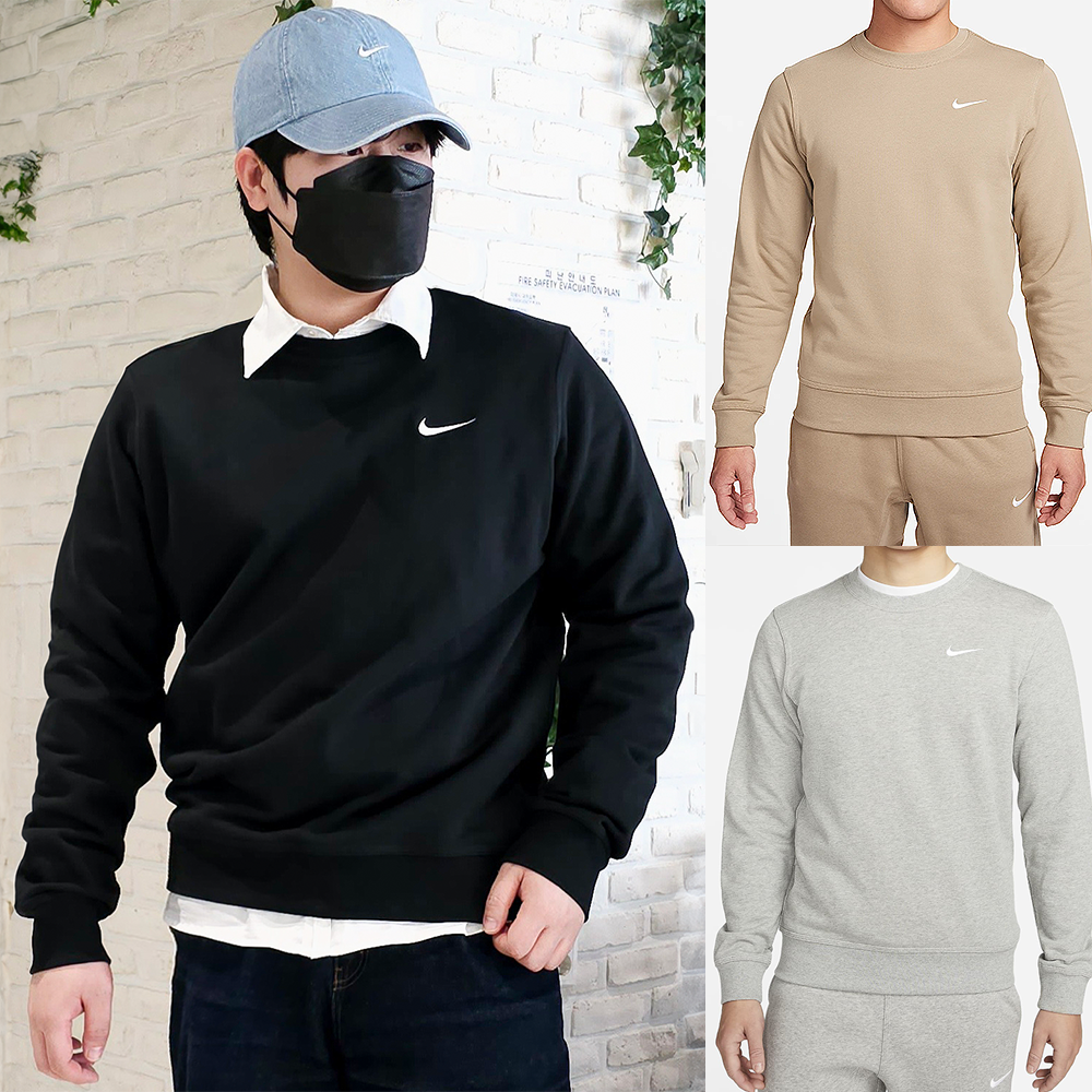 나이키 남자맨투맨 스우시 프렌치테리 긴팔티셔츠 커플티 637903블랙, M