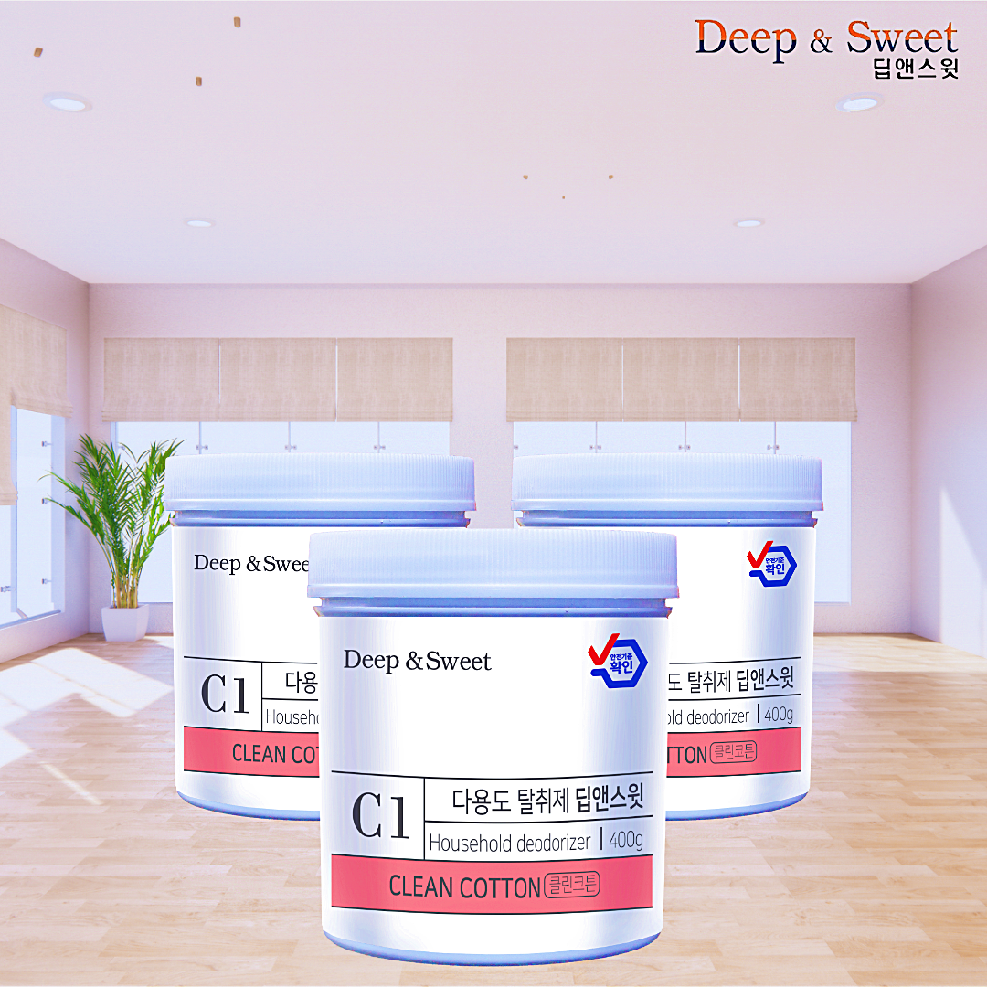 딥앤스윗 방탈취제 화장실 탈취제 담배 홀애비 냄새제거 실내 고체 클린코튼향,3개