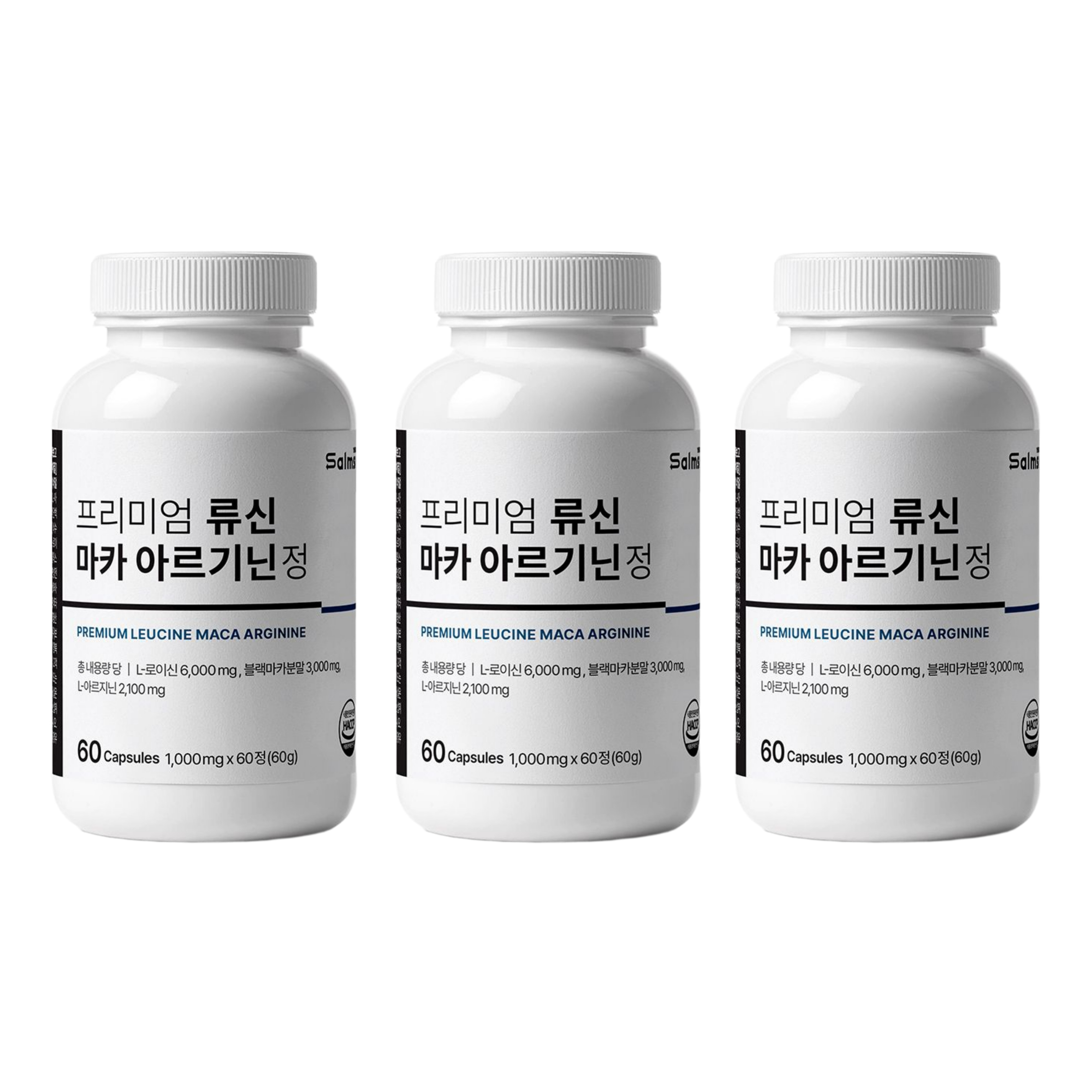 프리미엄 류신 마카 아르기닌 정 1,000mg x 60정 단백질 아미노산 x 3개 - 메인 이미지