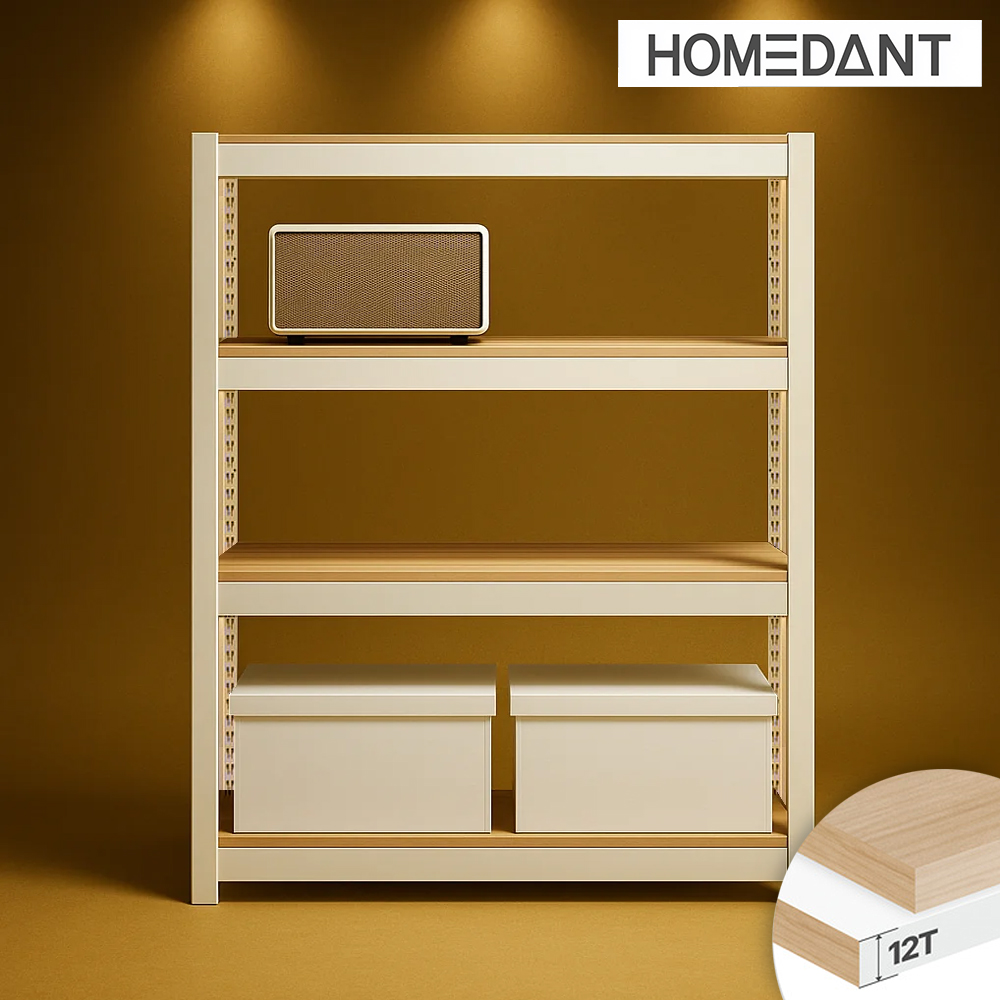 선반 12T합판 수납선반 철제 다용도 벽 선반장 무볼트 홈던트 4단 300300750
