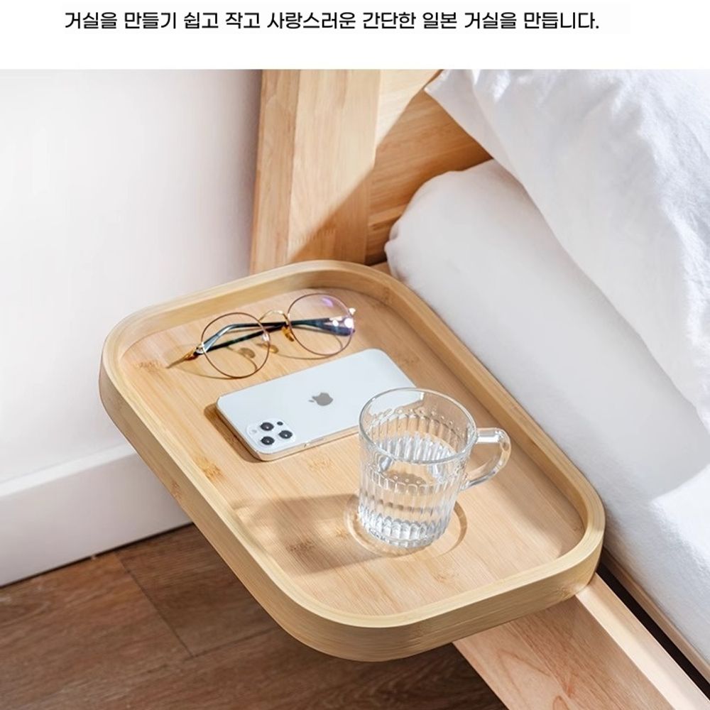 사이드 간이 협탁 서브 원목 미니 침대 수납 걸이 선반 거치대 - 상세 이미지 3