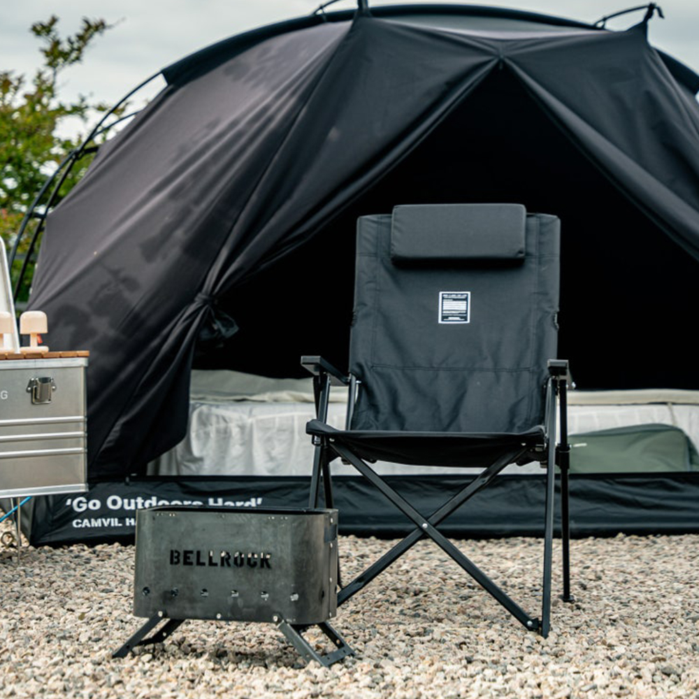 원스위크라이프 캠핑 경량 각도조절 리클라이너 롱 릴렉스 체어 블랙