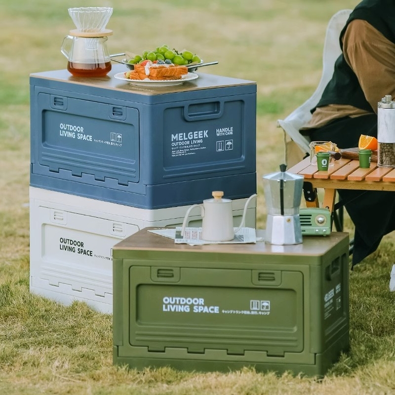 캠핑용 차량 수납박스 트렁크 정리함 다용도 접이식 캠핑박스 피크닉 야외 정리 박스 대용량 이동 수납함 오프화이트 PP커버(40x29x24) 50x34x30 - 상세 이미지 5