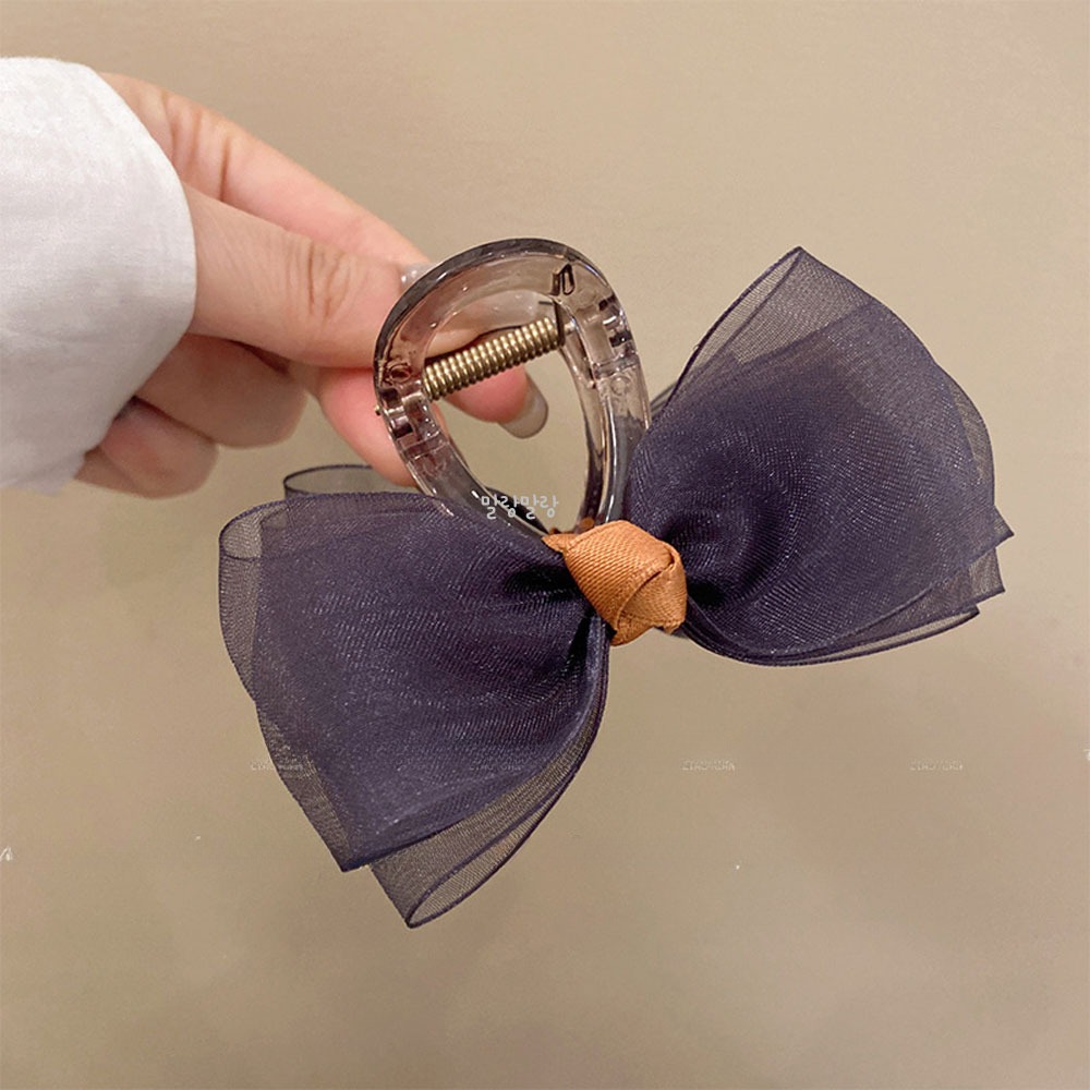 러블리 오간자 리본머리핀 포니테일집게핀 고급 반머리 헤어핀 - 상세 이미지 2