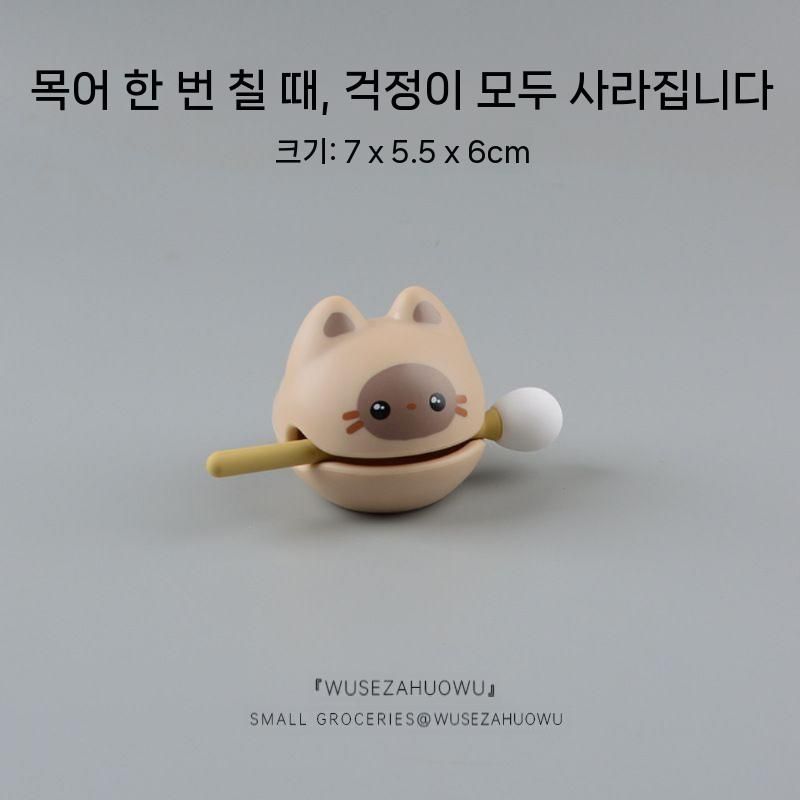 마네키네코 목탁 고양이 복을 부르는 감성 소품 마네키네코 화이트 - 상세 이미지 5