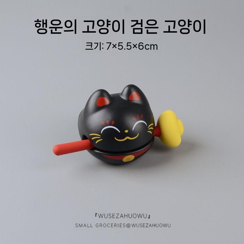 마네키네코 목탁 고양이 복을 부르는 감성 소품 마네키네코 화이트 - 상세 이미지 3
