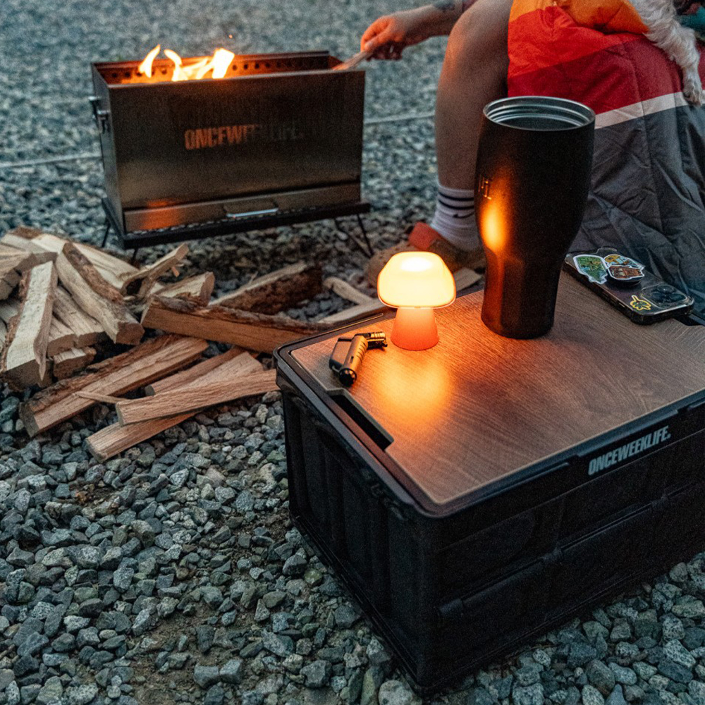 원스위크라이프 캠핑 손잡이 접이식 수납 폴딩 박스 상판 테이블 50L, 블랙