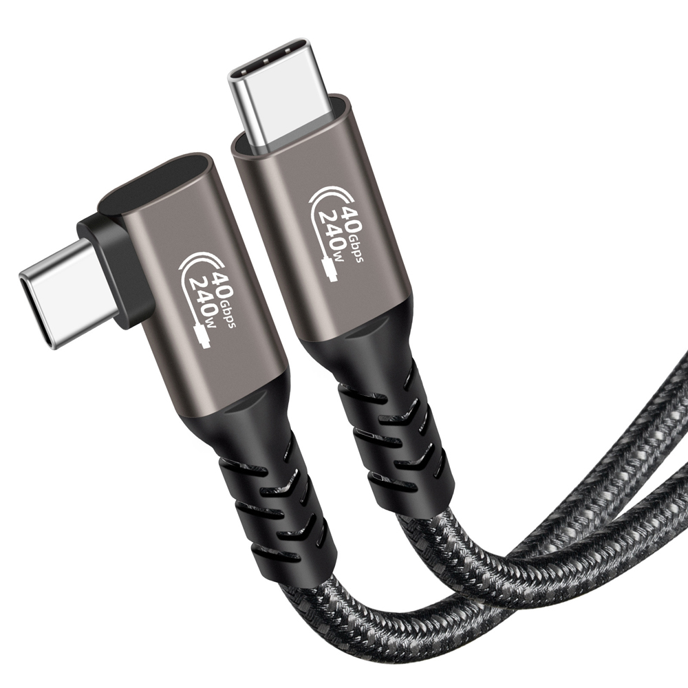 바라보고 USB4 C타입 ㄱ자형 고속충전 케이블 240W 40Gbps 그레이, 1개, 1.5m - 상세 이미지 3